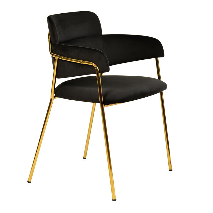Axis Upholstered Dining Chairs Curved Open-Back & Gold Legs in