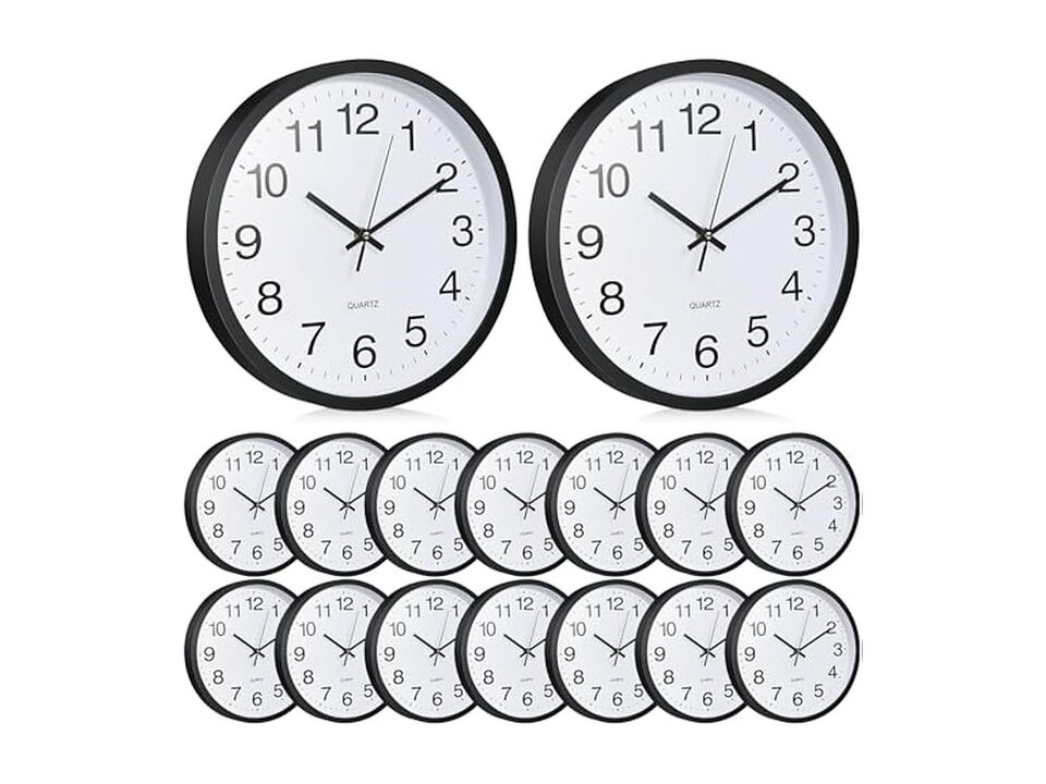 Pcs Bulk Black Wall Clock 12 Inch Silent Non Ticking Modern Battery Operated