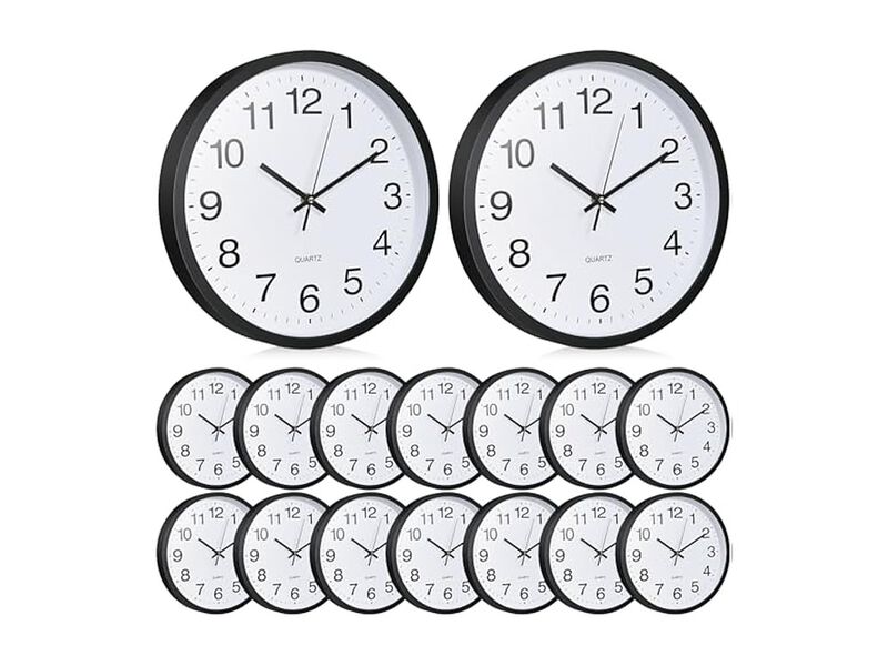 Pcs Bulk Black Wall Clock 12 Inch Silent Non Ticking Modern Battery Operated image number 0