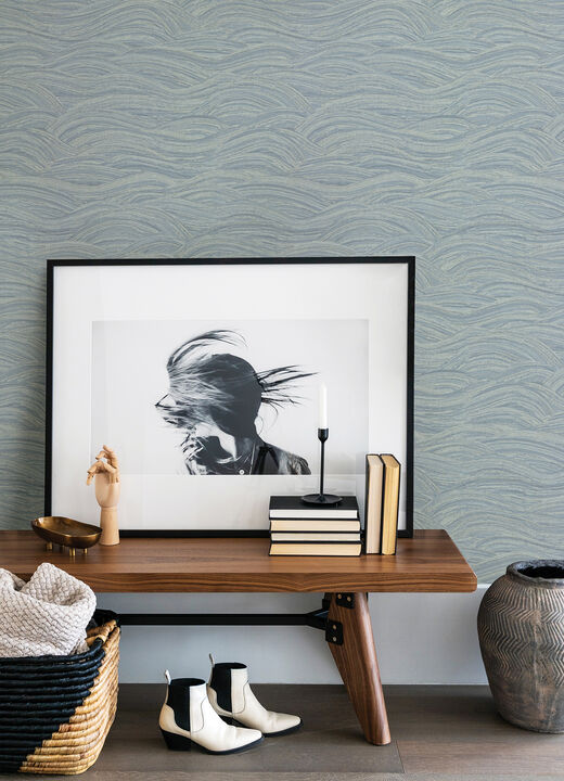 Leith Blue Zen Waves Wallpaper
