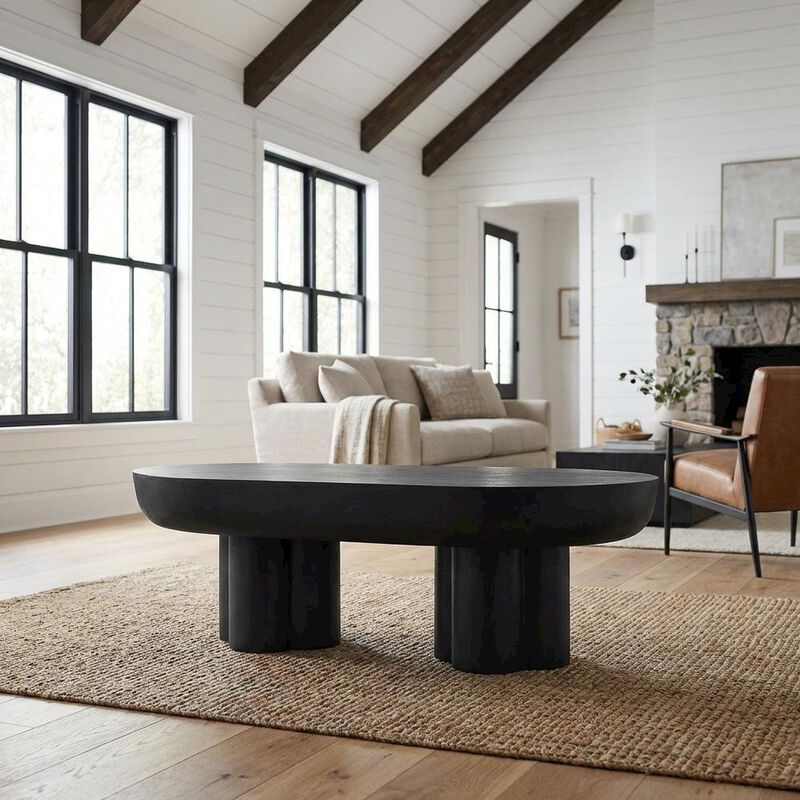 Oval Concrete Coffee Table with Modern Design and Sturdy Surface image number 3