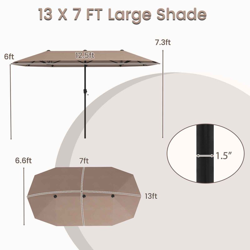 Patio Umbrella Outdoor Double-Sided Table Market Umbrella with Crank Handle