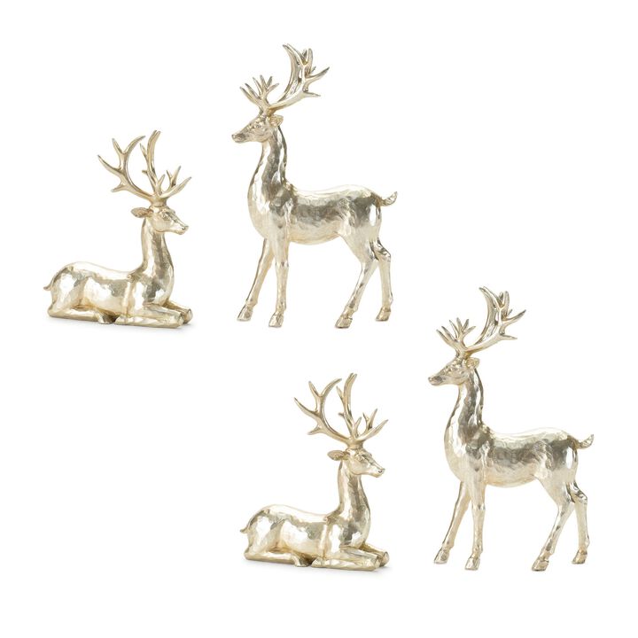 Set of 4 Holiday Deer Figurines for Christmas Tabletop or Mantel Display