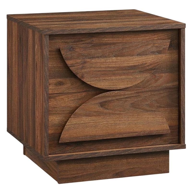 Brown Wood Nightstand with 2 Drawers, Modern Design for Bedroom Storage image number 0