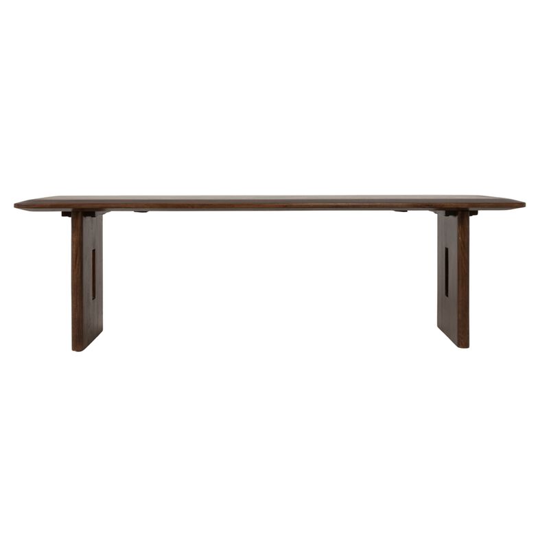 Acacia Wood Rectangular Bench, Walnut Finish image number 3