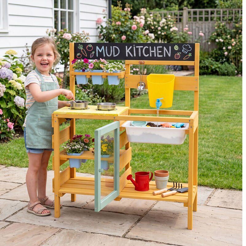 Kids Outdoor Mud Kitchen with Water Tank and Play Faucet image number 1