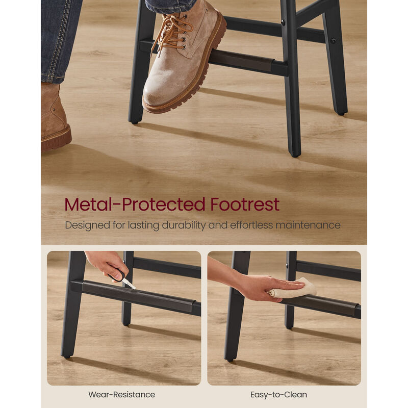 Set of 2 Upholstered Counter Height Bar Stools for Casual Dining Spaces