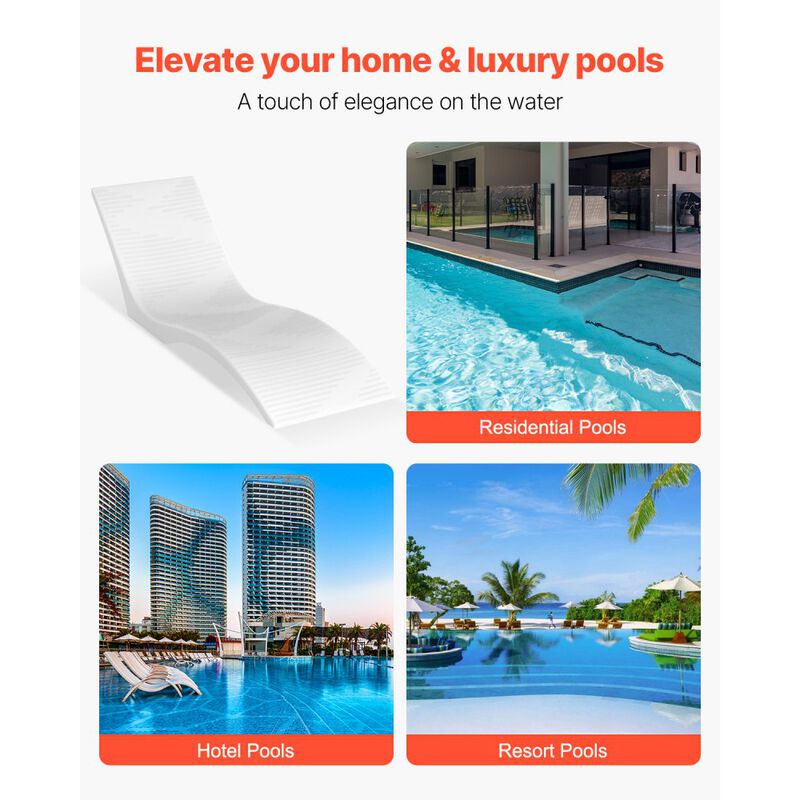 2-Piece In-Pool Lounge Chair Set for Shallow Water, Floating Pool Chaise Loungers-White image number 3