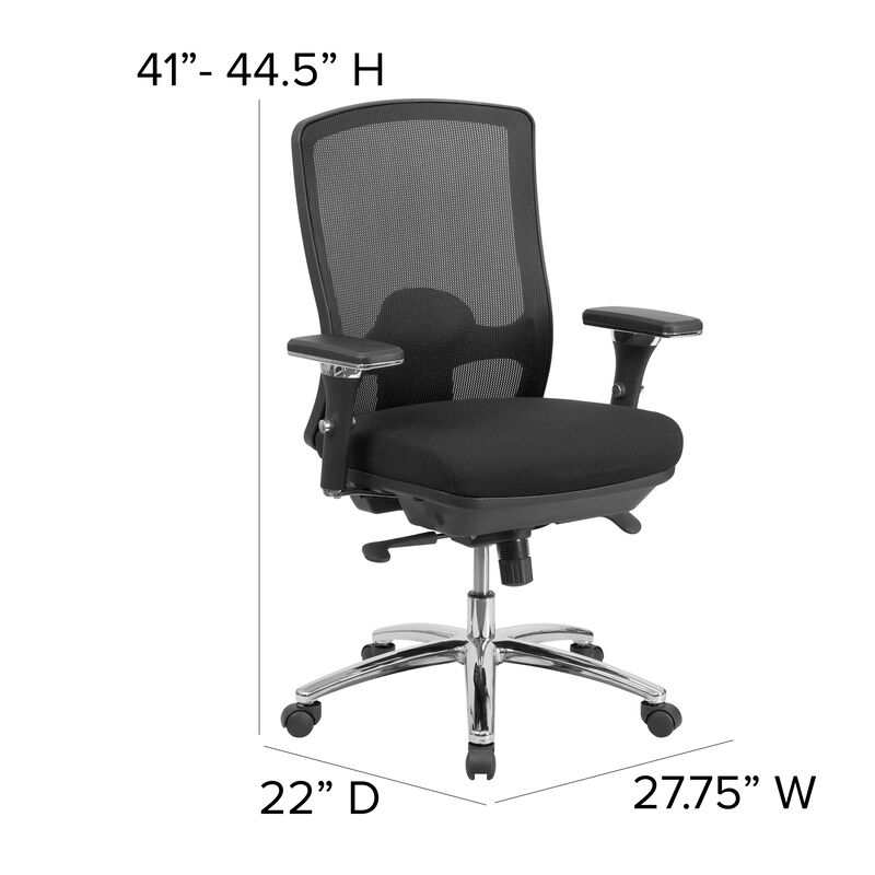 HERCULES Series 24/7 Intensive Use Big & Tall 350 lb. Rated Black Mesh Multifunction Swivel Ergonomic Office Chair image number 6