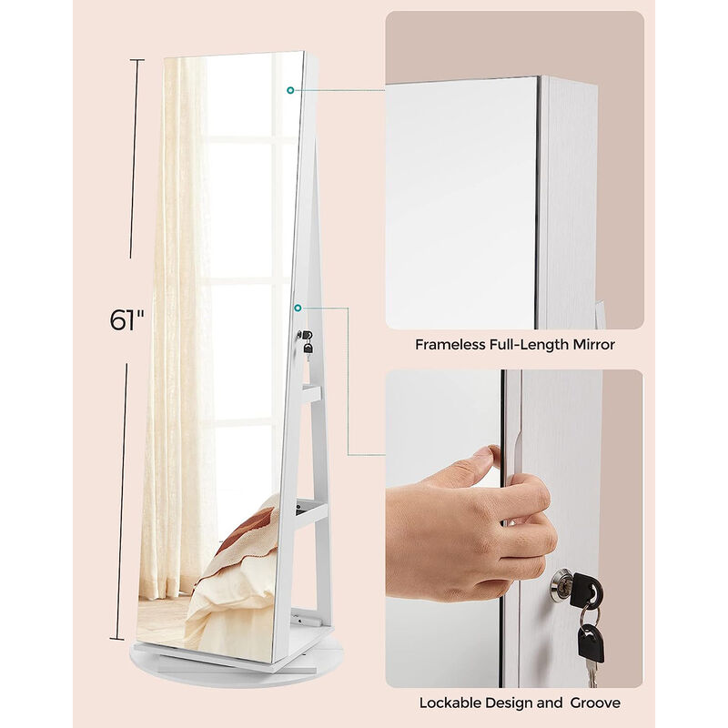 6-LED Lockable Mirror Jewelry Cabinet for Secure and Illuminated Storage