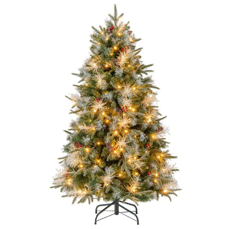 Pre-Lit Christmas Tree with Berries, Artificial Holiday Tree with 8 Lighting Modes image number 0