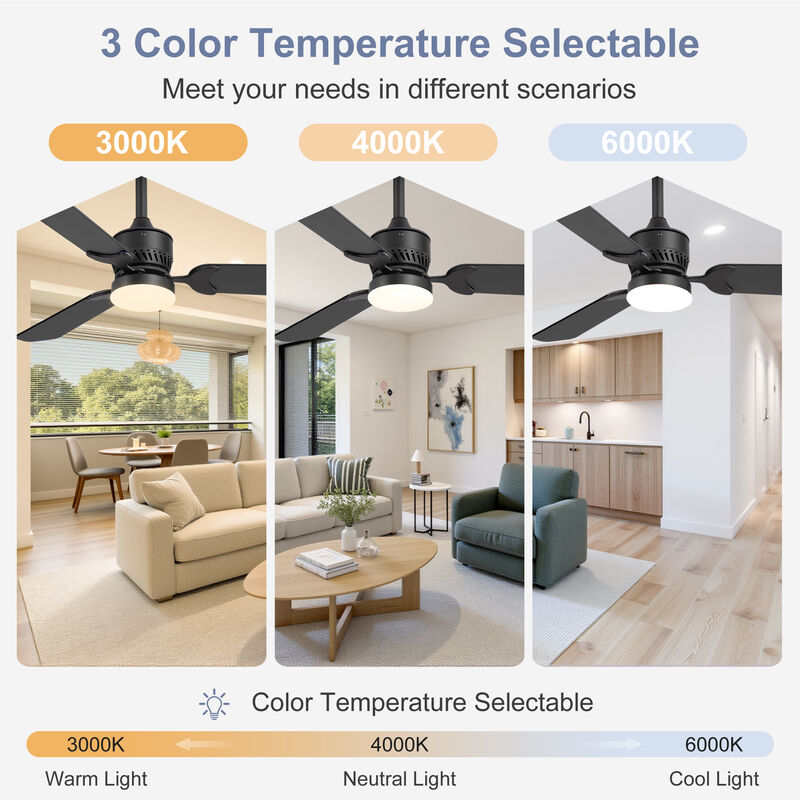 Breezary 2 Pack 42" Ceiling Fans with Lights, LED Indoor Fan, Wood Blades, Remote Control,6 Speeds image number 3