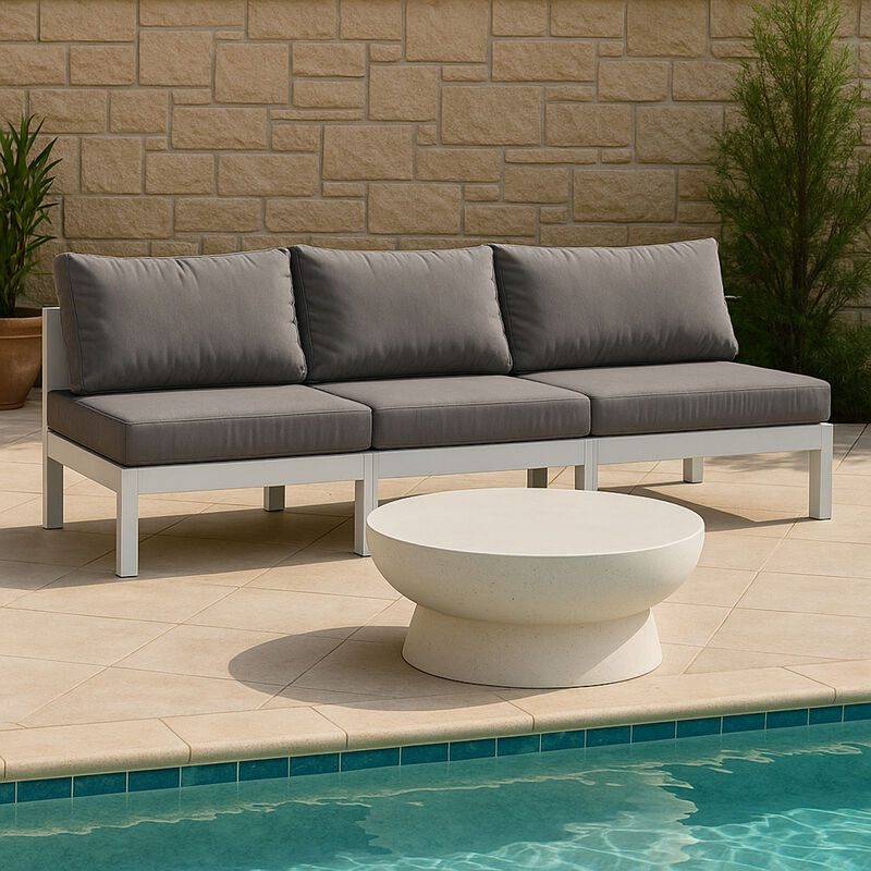 Meridian Furniture Nizuc Grey Water Resistant Fabric Outdoor Patio Modular Sofa image number 1