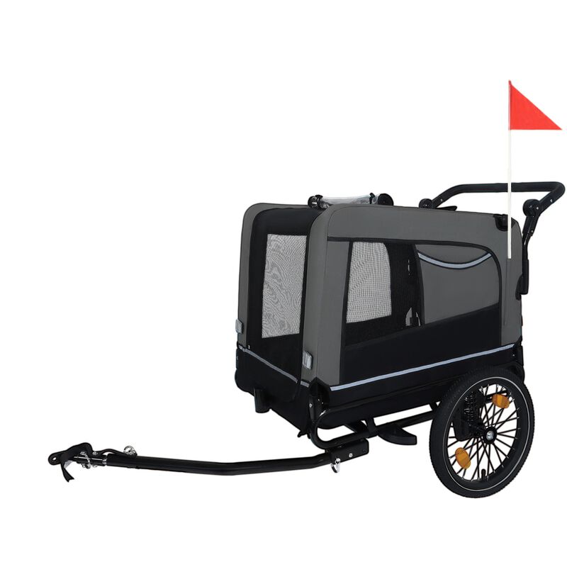 88LB Capacity 2-in-1 Pet Bike Trailer & Push Cart with All-Terrain Wheels image number 3