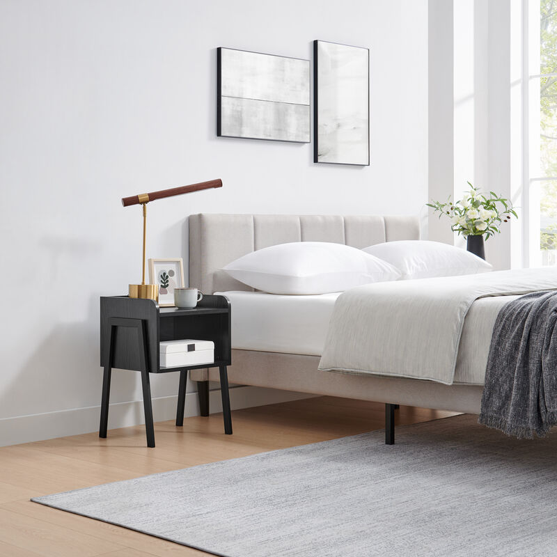 Kazuyo Mid-Century Modern Black Metal Two-Tier End Side Table