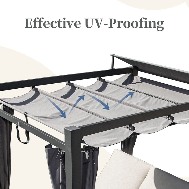 Streamdale Outdoor Double Chaise Daybed with Canopy & Cup Holder