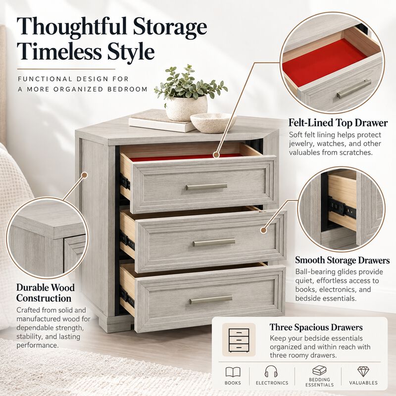 Tavressiq 3-Drawer Nightstand image number 4