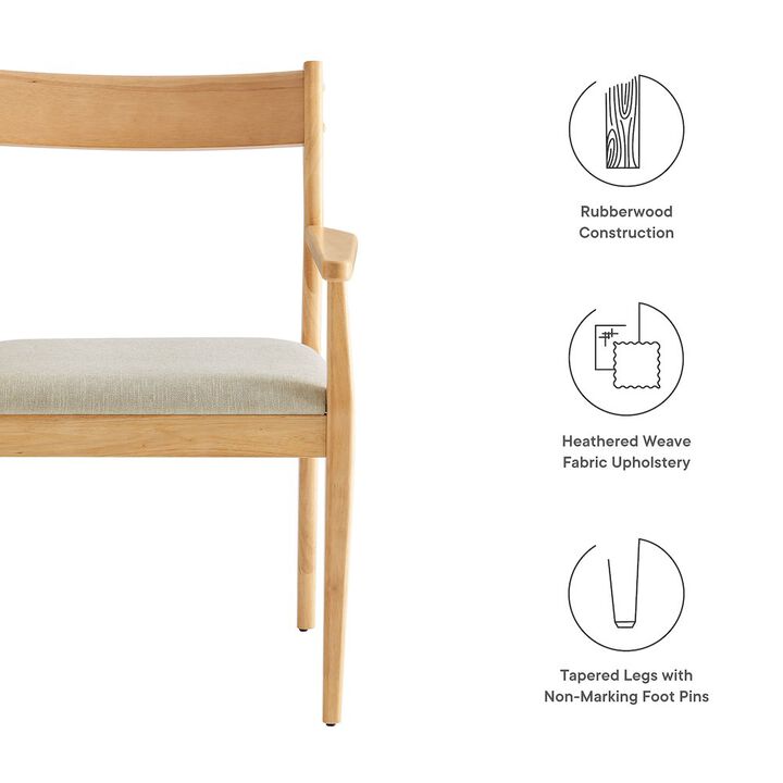 Solara Fabric Wood Dining Armchairs Set of 2