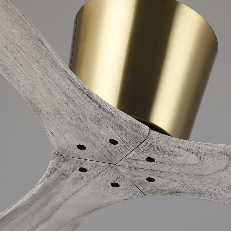 54 in. Gold Solid Wood Blades Downrod Mount Ceiling Fan with Remote without Light