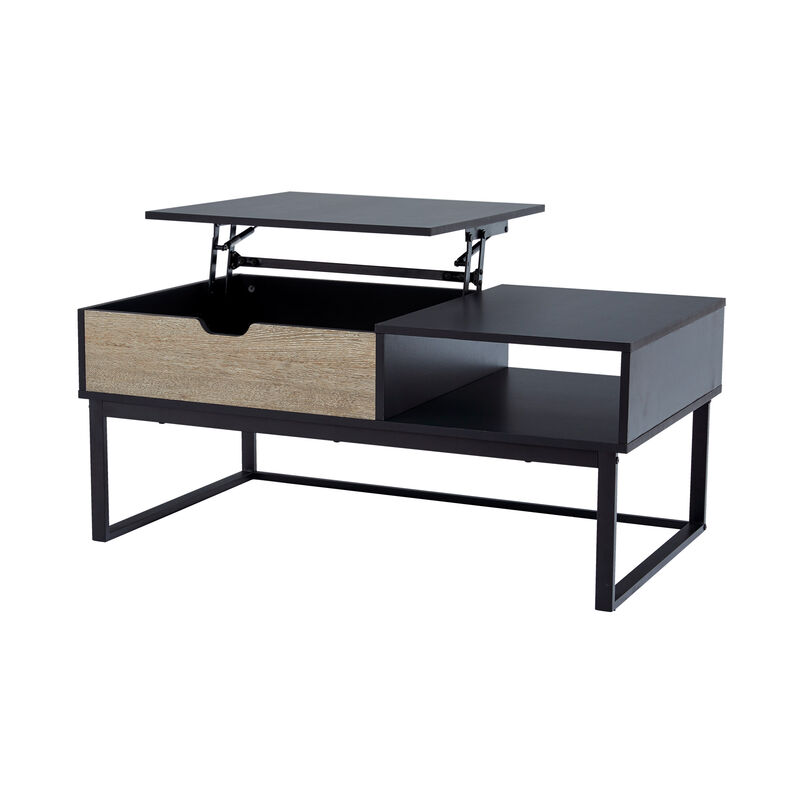 Bryson Two-Tone Lift Top Coffee Table Desk with Storage, Black image number 0
