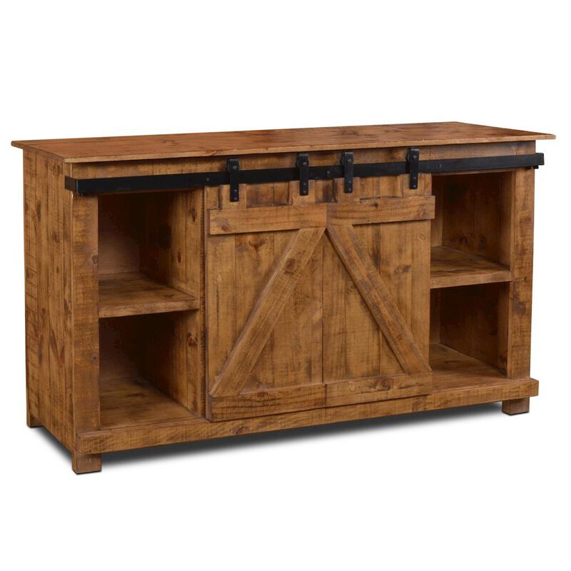 Crafters and Weavers Westgate 60 Sliding Barn Door TV Stand - Light Brown