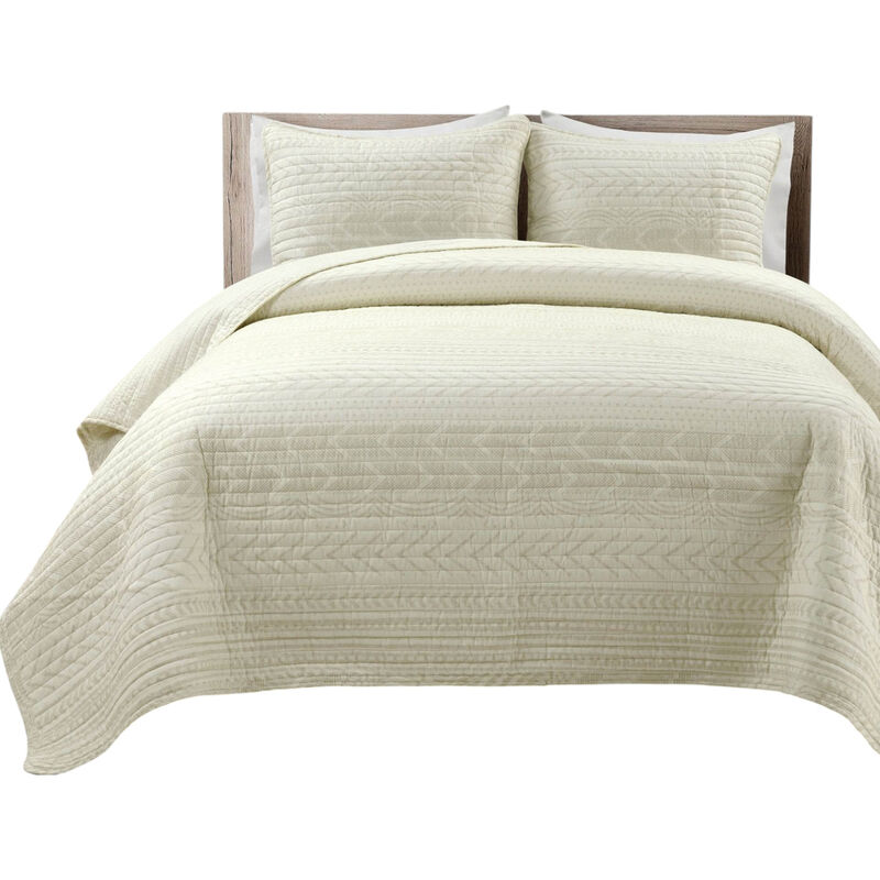 Scandinavian Chevron Stripe Reversible Cotton Quilt Set for Modern Bedroom