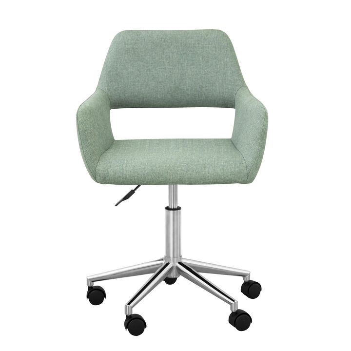 Teamson Home Modern Linen-Style Fabric Office Swivel Chair with Wheels, Mint/Chrome
