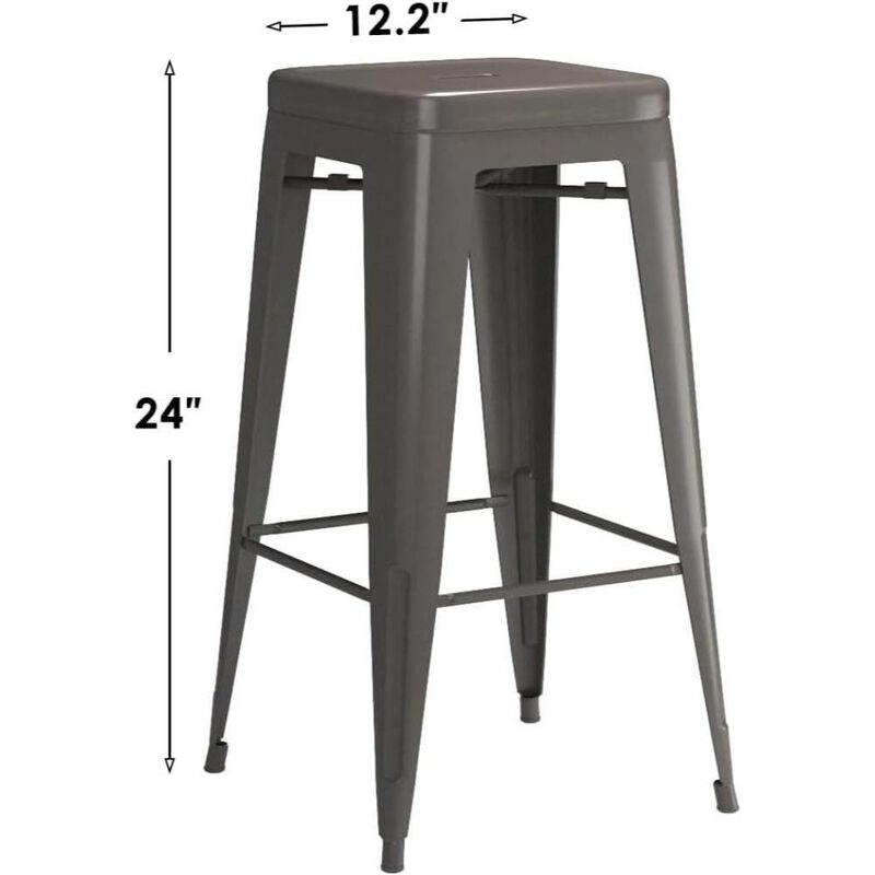 Hivvago Set of 4 - 24-in. Indoor/Outdoor Backless Stacking Red Metal Barstools