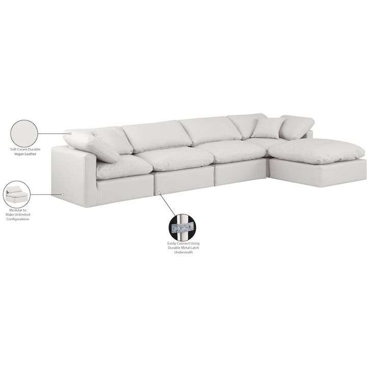 Meridian Furniture Indulge Cream Vegan Leather Modular Sectional