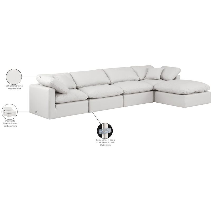Meridian Furniture Indulge Cream Vegan Leather Modular Sectional