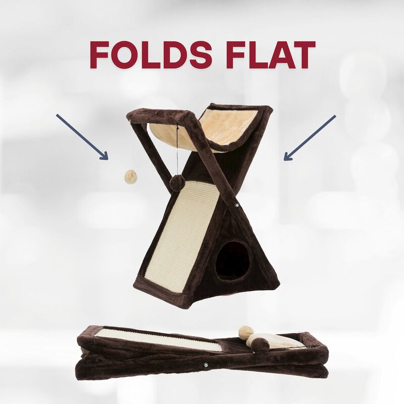 TRIXIE Miguel Fold & Store Plush & Sisal Cat Tree, Hammock, Condo, Scratcher image number 4