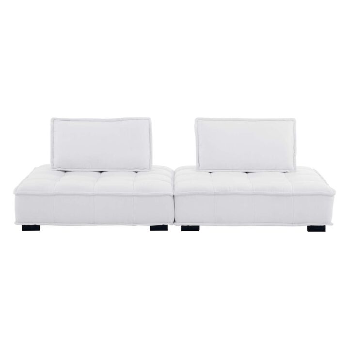 Saunter Tufted Fabric 2-Piece Loveseat White