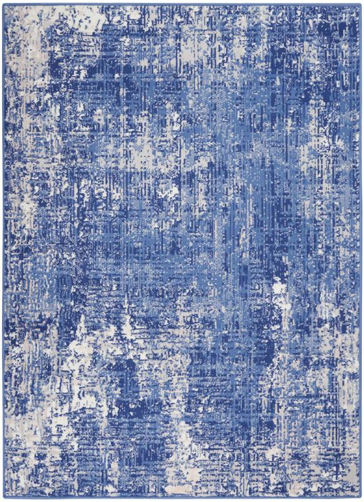 HomeRoots 4' X 6' Blue And Ivory Abstract Distressed Area Rug