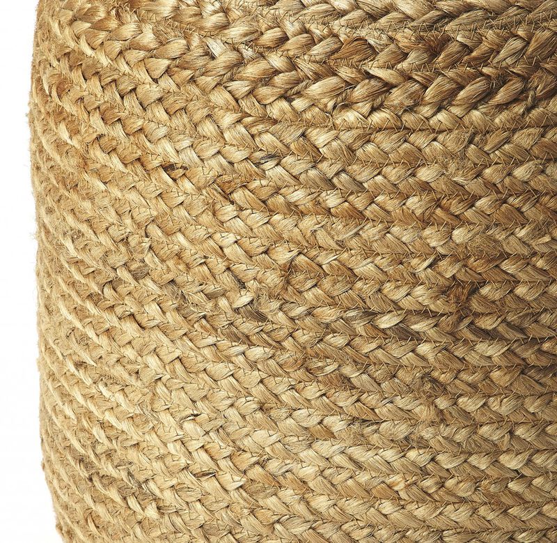 Hivvago 16 Inch Jute Round Pouf Ottoman