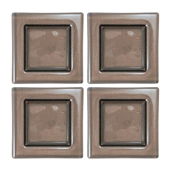 Glass Dinnerware 6" x 6" Square Transparent Brown Glass Plate (Set of 4)