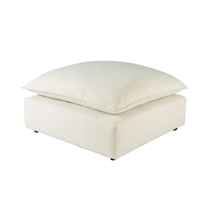 TOV Furniture Cali Natural Upholstered Ottoman in LiveSmart Performance Fabric image number 0