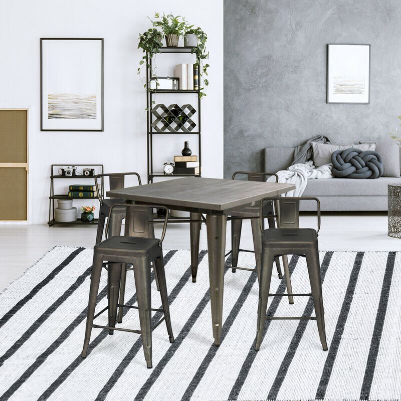 24" Set of 4 Cafe Side Chairs with Rubber Feet and Removable Back