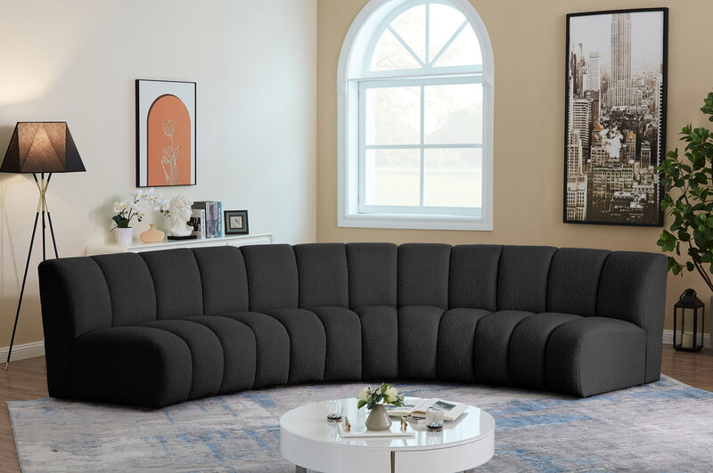 Meridian Furniture Infinity Black Boucle Fabric 4pc. Modular Sectional image number 1