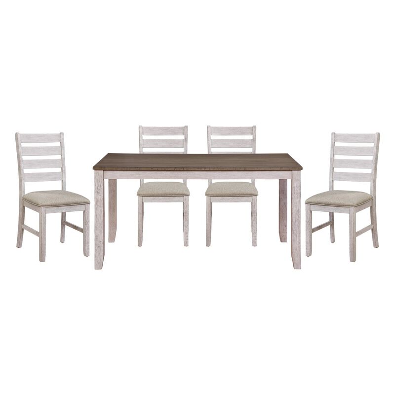 Transitional Design Rectangular 1pc Dining Table Grayish White and Brown Finish Furniture