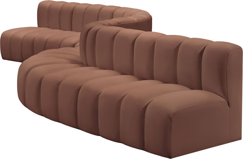 Meridian Furniture Arc Cognac Vegan Leather Modular Sofa image number 6