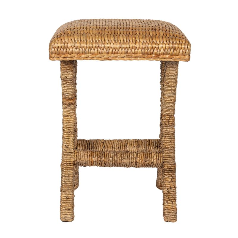 Woven Water Hyacinth Stool, Natural Finish image number 3