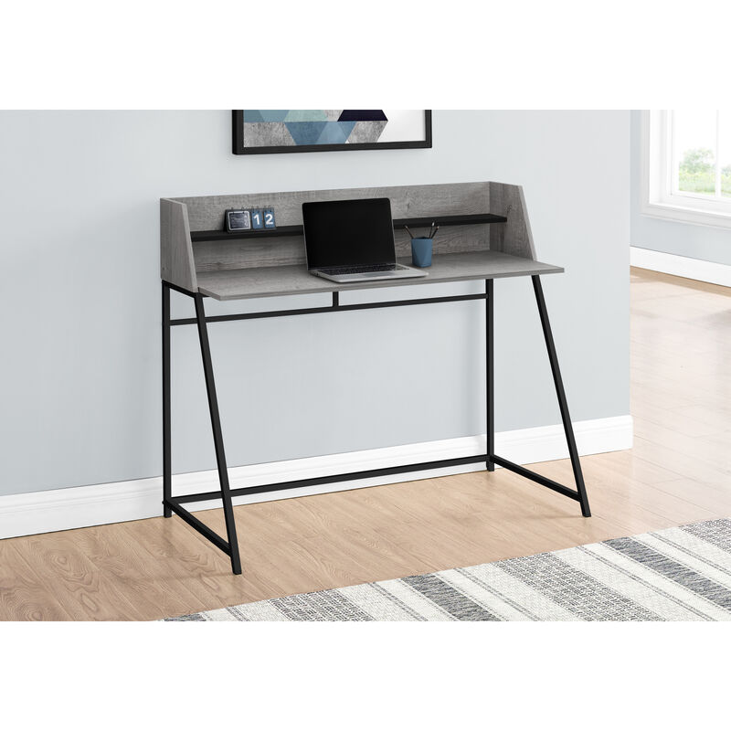 Monarch Specialties I 7551 Computer Desk, Home Office, Laptop, Storage Shelves, 48"L, Work, Metal, Laminate, Grey, Black, Contemporary, Modern