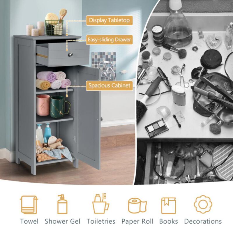 Hivvago Wooden Storage Free-Standing Floor Cabinet with Drawer and Shelf