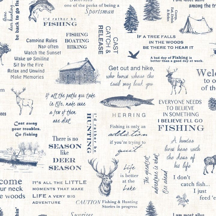 North Navy Camping Quotes Wallpaper (Set of 2)