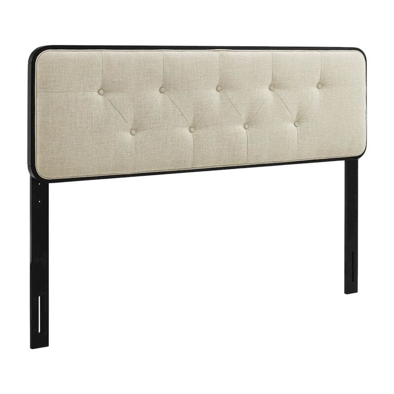 Tufted Fabric Queen Headboard with Wood Frame and Classic Design image number 0