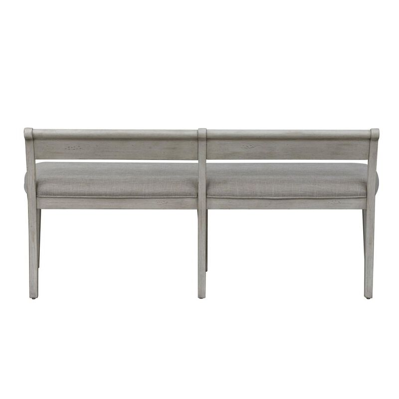 Liberty Furniture Farmhouse Reimagined Upholstered Bench (RTA) in Antique White w/ Chestnut Top image number 3
