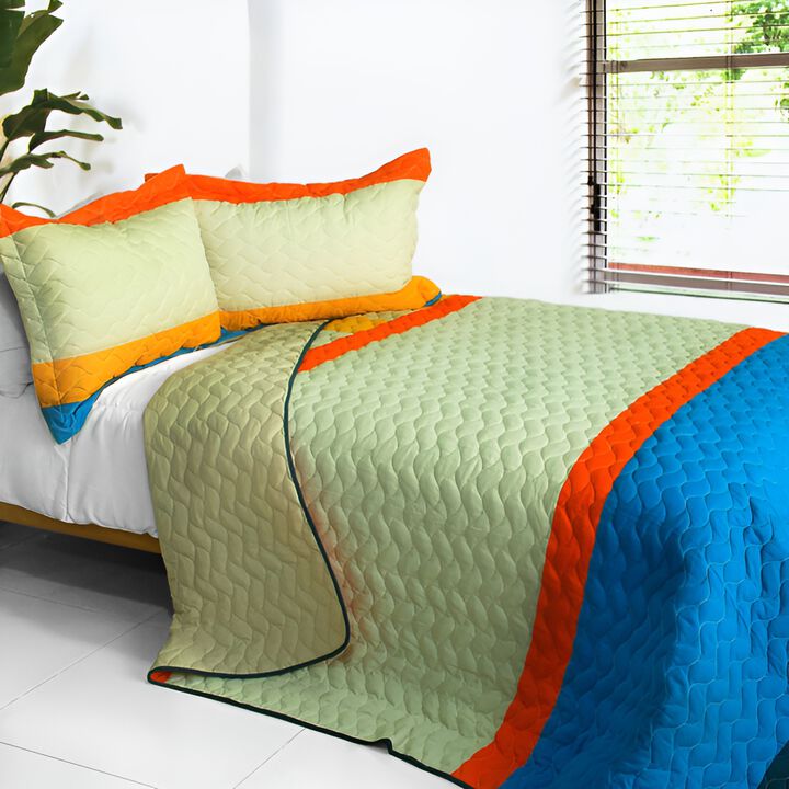 3-Piece Patchwork Quilt Set with Matching Pillow Shams