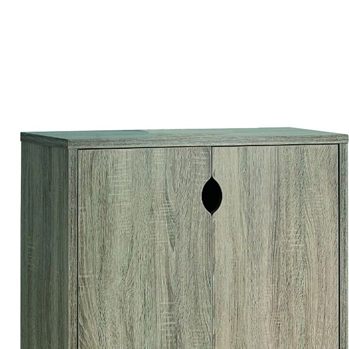 47 Inch 2 Door Wooden Shoe Cabinet with Angled Legs, Gray-Benzara