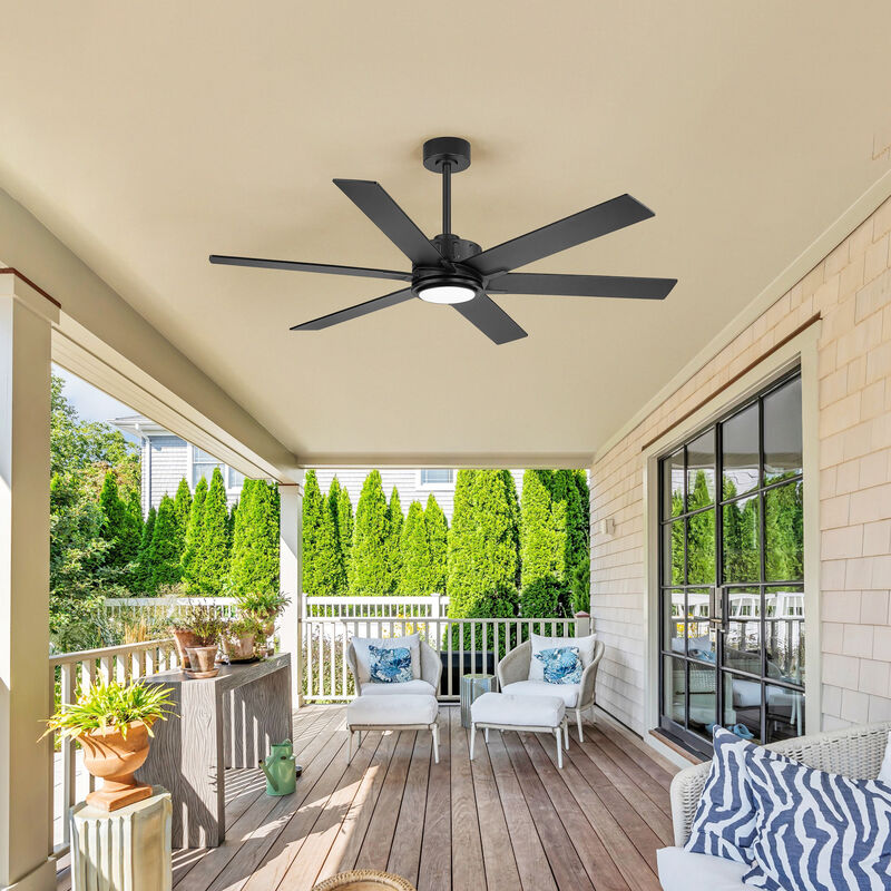 Breezary 60 in Ceiling Fan with Light, 6 Black Walnut Plywood Blades, Dimmable Acrylic Shade, Quiet DC Motor image number 8