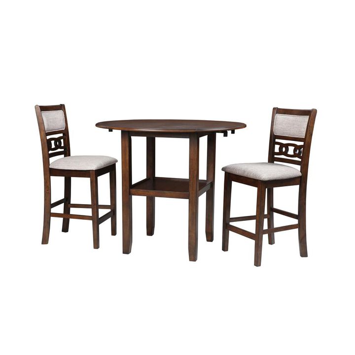 New Classic Furniture Furniture Gia 42 Counter Drop Leaf Table  2 Chairs in Cherry Brn